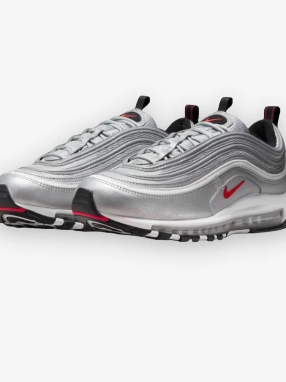 Nike Women’s Sneakers - Silver with Red Accents